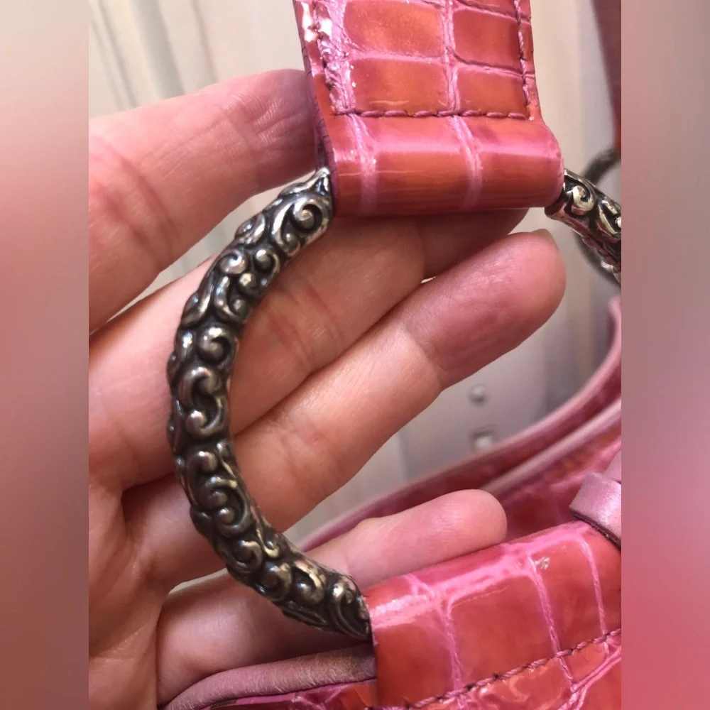 BRIGHTON 💗 Pink Crocodile Embossed Shoulder Bag! Super Cute! Perfect size! - Picture 12 of 12